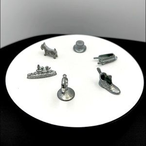 Six Pewter Monopoly Tokens 1960’s